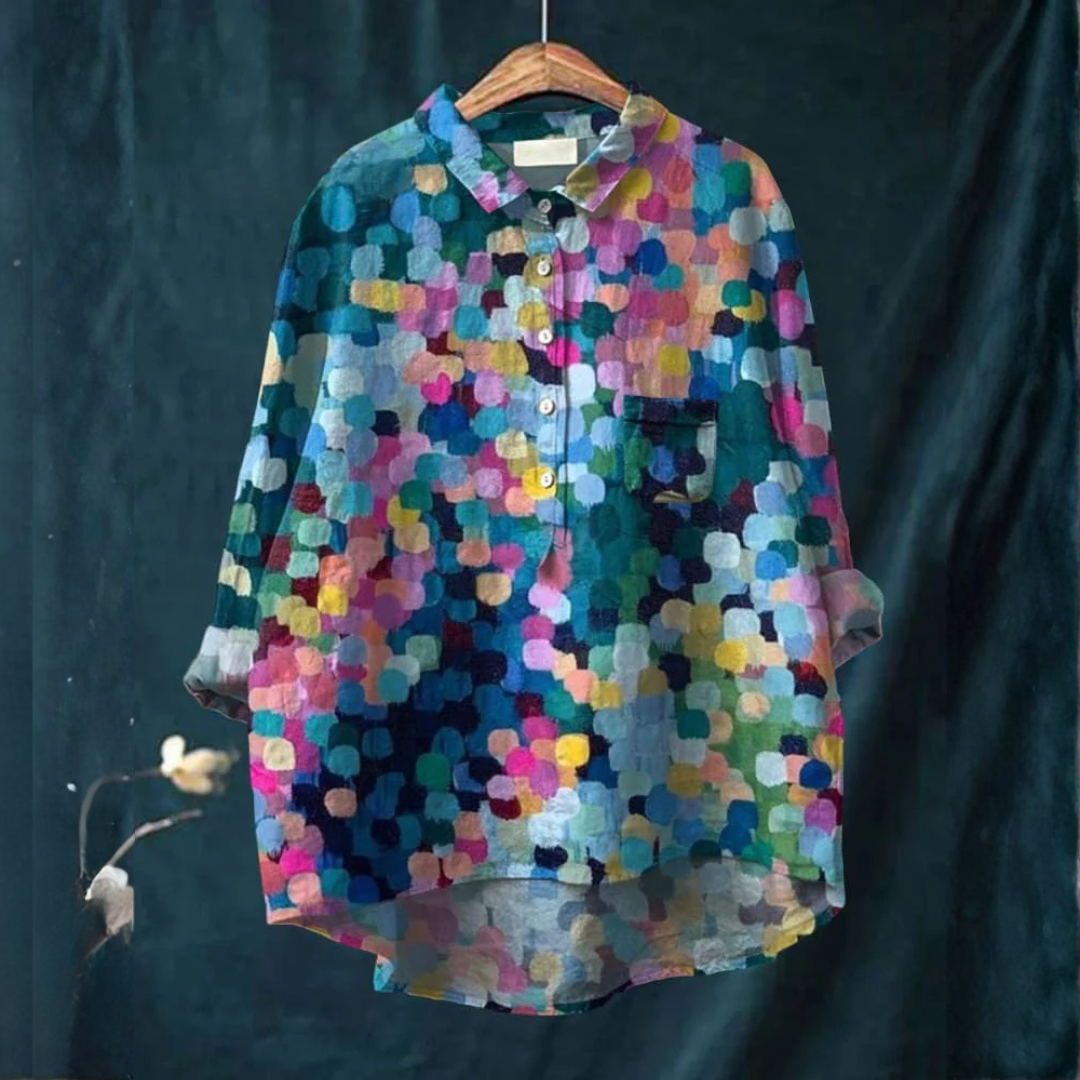 Fiorenza™ | Blusa Fantasia in Lino Esclusiva - La Scintilla de Barcelona