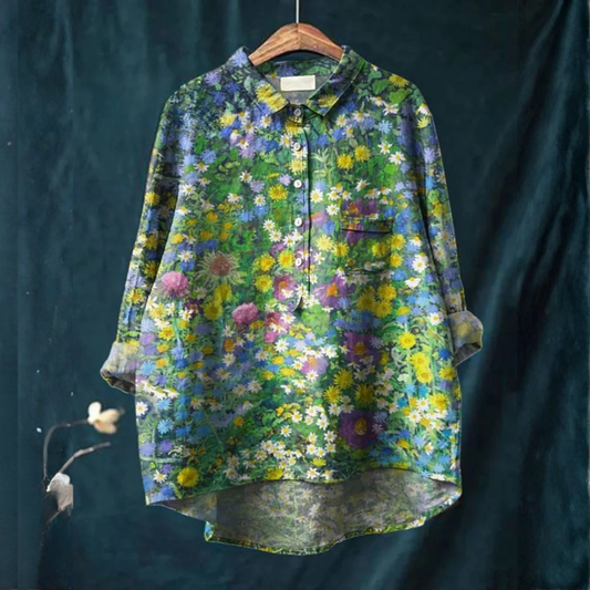 Seraphin™ | Blusa in Lino Senza Tempo con Stampa - La Scintilla de Barcelona