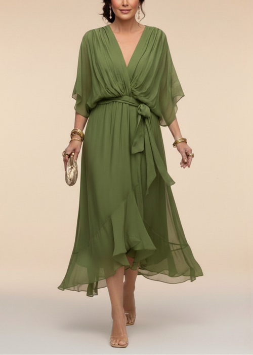 Monica | Vestito in chiffon con scollo a V