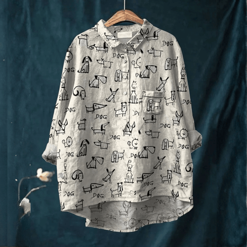 Clara™ | Blusa in Lino Senza Tempo con Motivo - La Scintilla de Barcelona