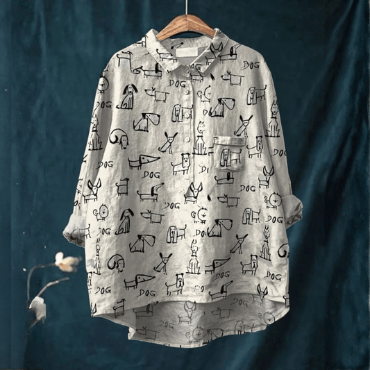 Clara™ | Blusa in Lino Senza Tempo con Motivo - La Scintilla de Barcelona