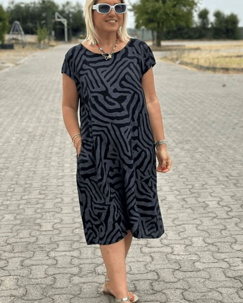 Melia | Abito estivo con scollo rotondo e splendida stampa