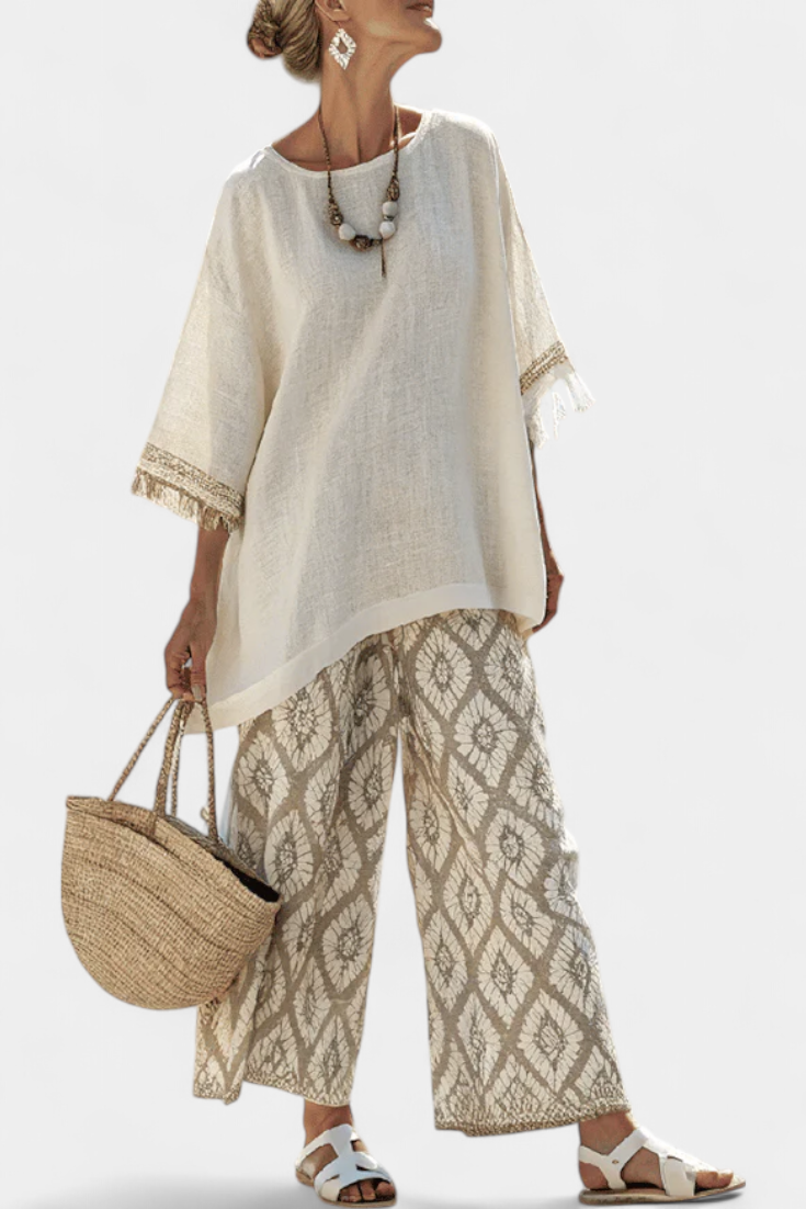 Alverra | Conjunto de top sofisticado y pantalón informal