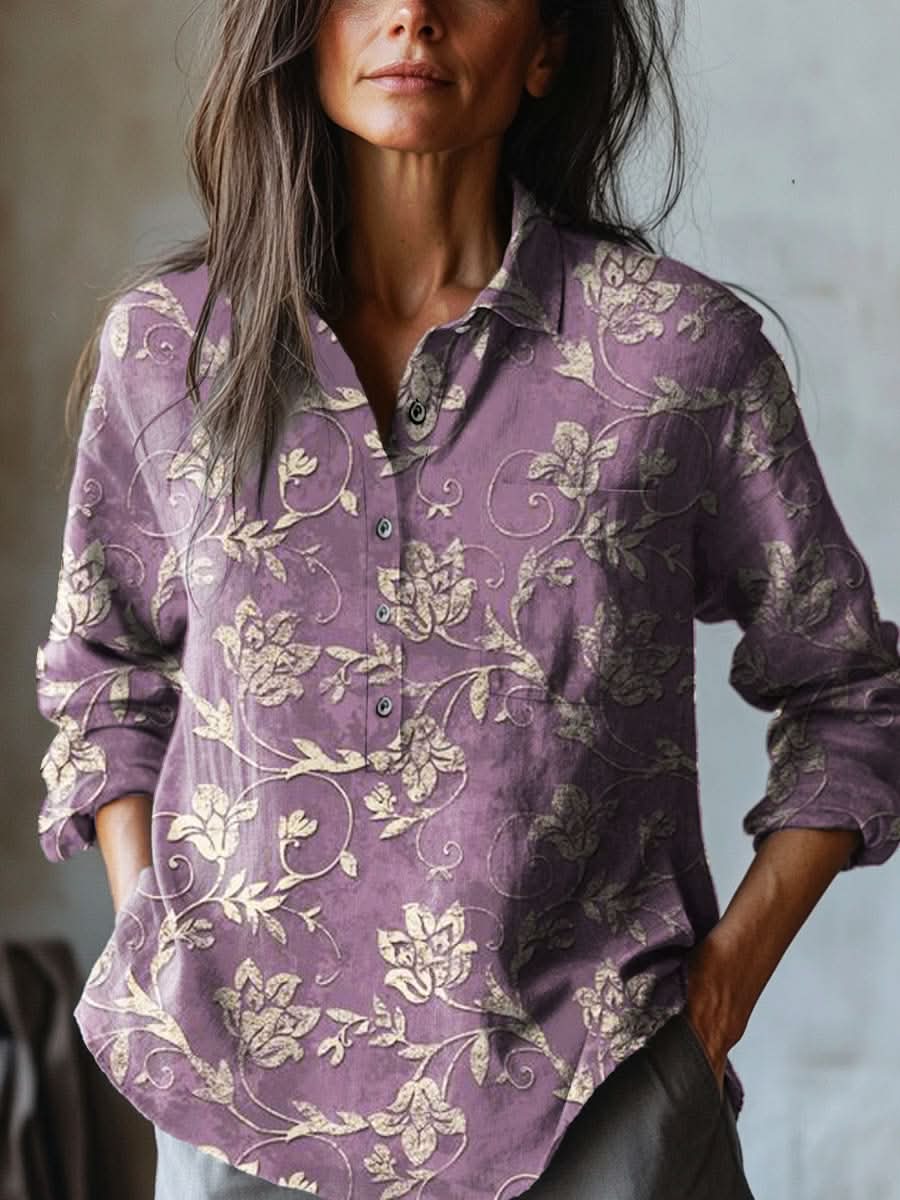 Inara™ | Camicia in Lino Senza Tempo con Stampa - La Scintilla de Barcelona