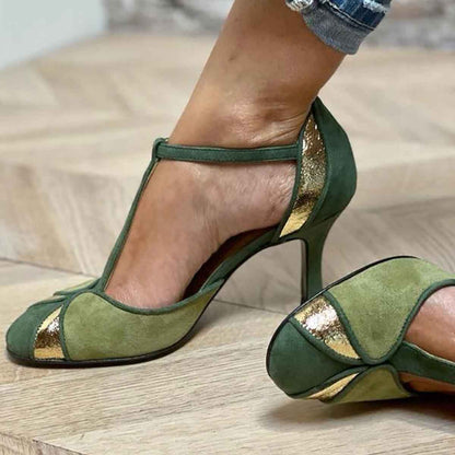 Alessia™ | Zapatos de tacón patchwork con correa