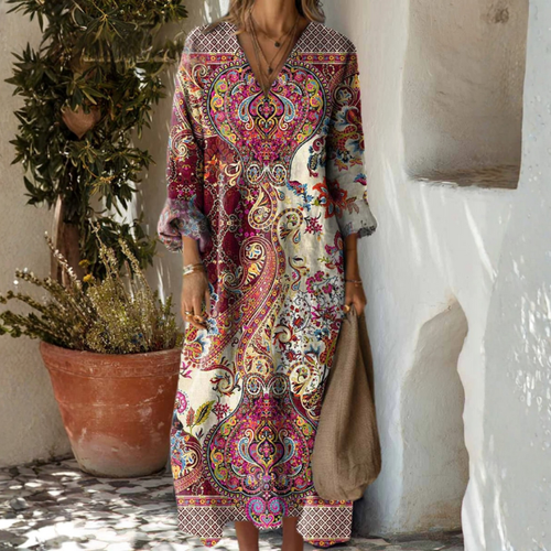 Nora Urban Bohemian Abito – L'arte incontra le eleganze autunnaliVestido Nora Urban Bohemian: El arte se une a la elegancia otoñal.