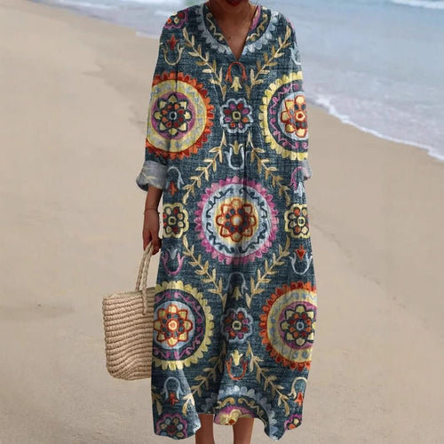 Soraya | Vestido bohemio con estampado étnico - La Scintilla de Barcelona