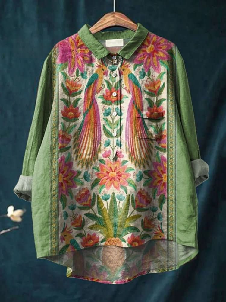 Vivia™ | Blusa in Lino Senza Tempo con Stampa - La Scintilla de Barcelona