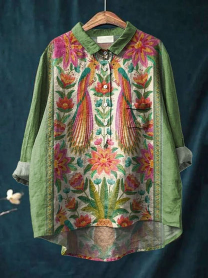 Vivia™ | Blusa in Lino Senza Tempo con Stampa - La Scintilla de Barcelona
