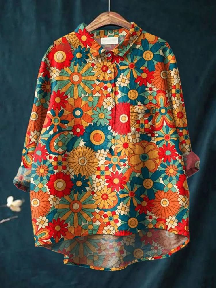 Vivia™ | Blusa in Lino Senza Tempo con Stampa - La Scintilla de Barcelona