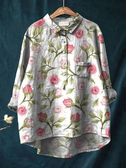 Vivia™ | Blusa in Lino Senza Tempo con Stampa - La Scintilla de Barcelona