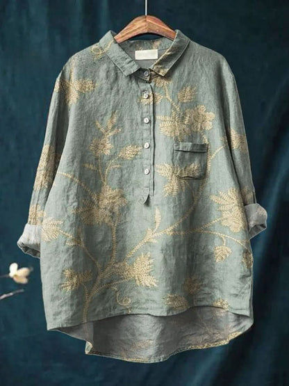Vivia™ | Blusa in Lino Senza Tempo con Stampa - La Scintilla de Barcelona