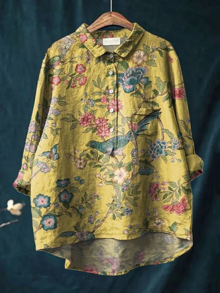 Vivia™ | Blusa in Lino Senza Tempo con Stampa - La Scintilla de Barcelona