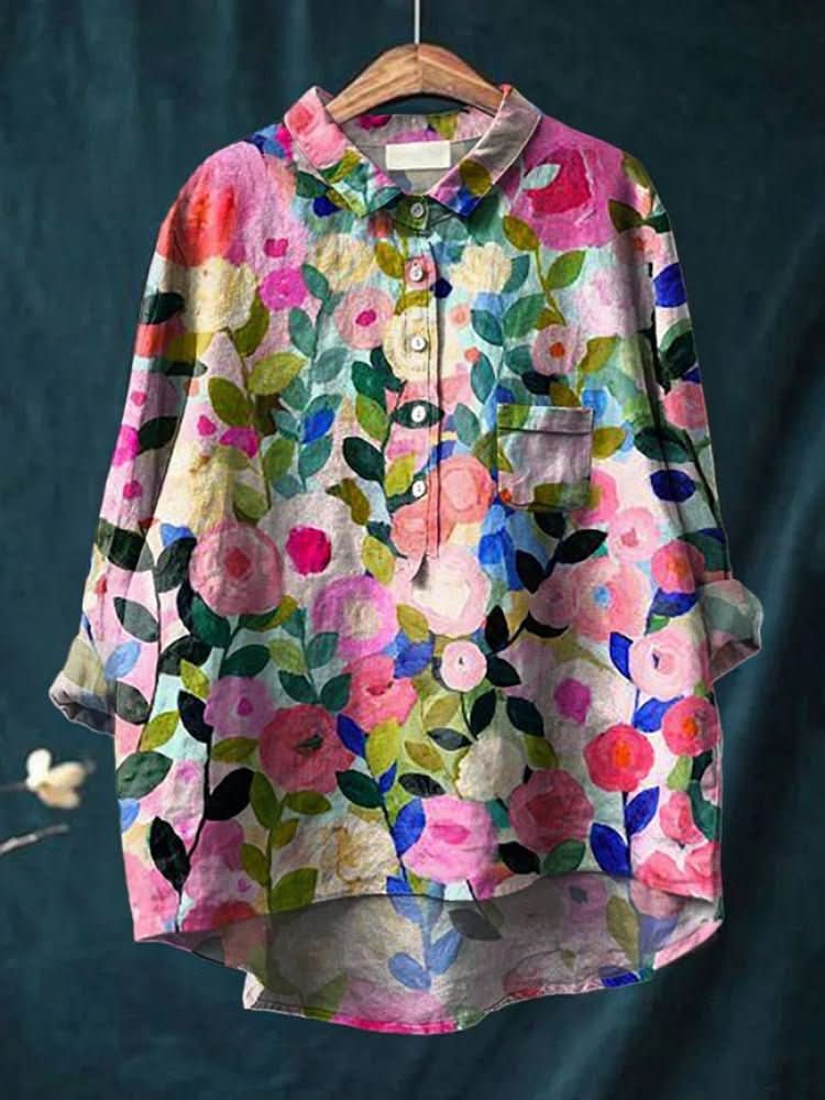 Vivia™ | Blusa in Lino Senza Tempo con Stampa - La Scintilla de Barcelona