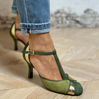 Alessia™ | Zapatos de tacón patchwork con correa