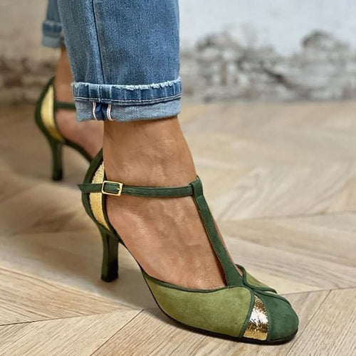 Alessia™ | Zapatos de tacón patchwork con correa